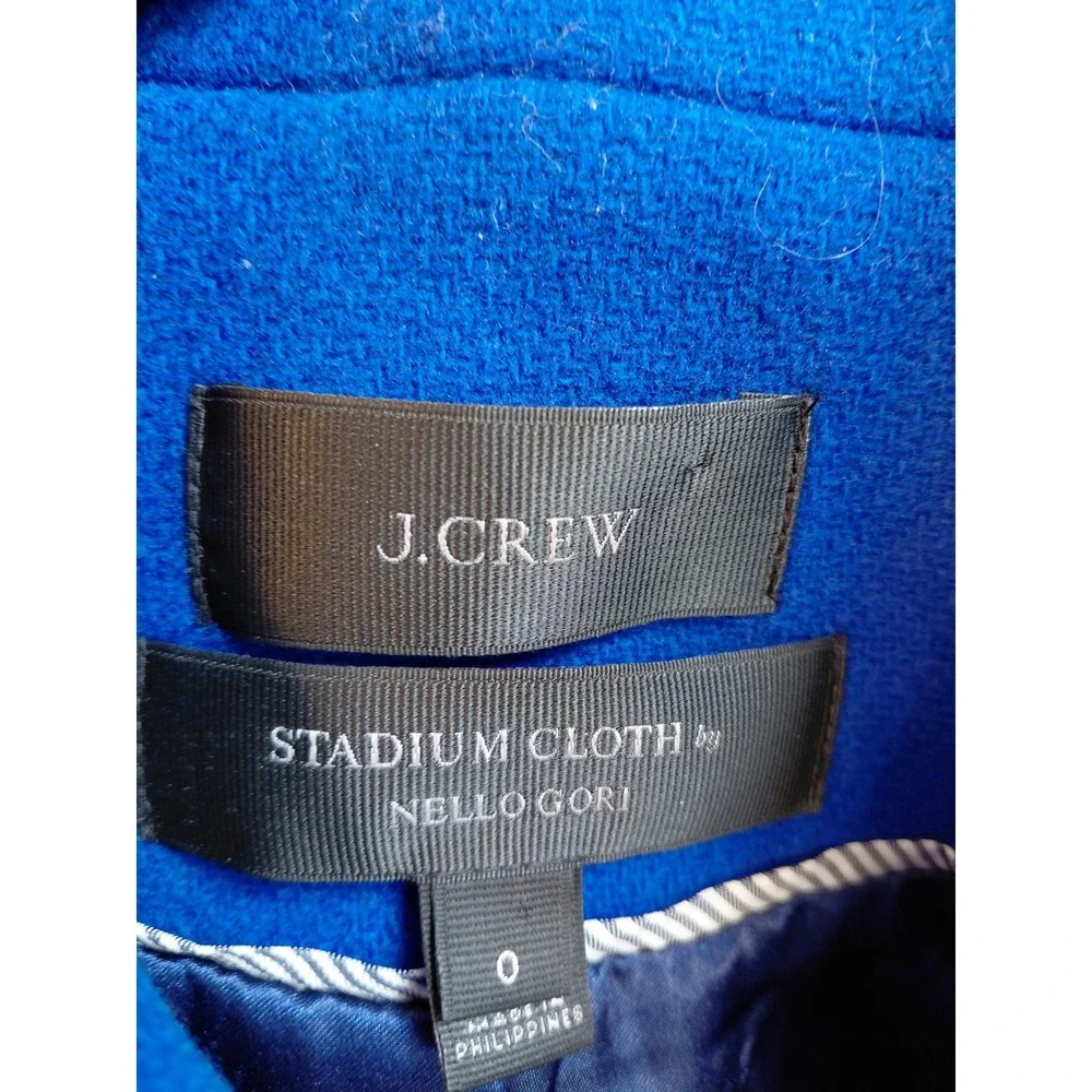 J. Crew Stadium Cloth Double Breasted Pea Coat Royal‎ Blue Gold Buttons Size 0 - Picture 4 of 8